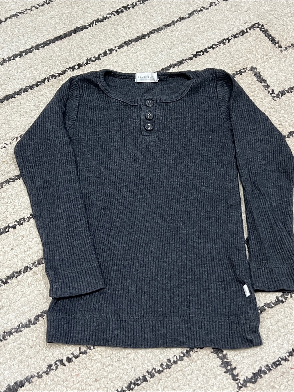 Jamie Kay Charcoal Ribbed Henley Top